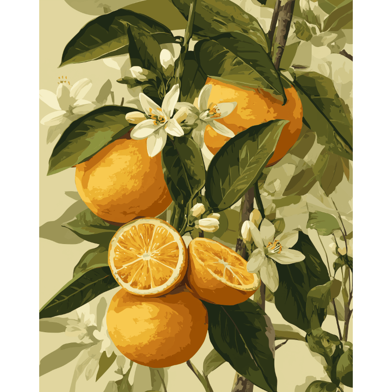 Blooming Citrus Fruits | Paint by Numbers