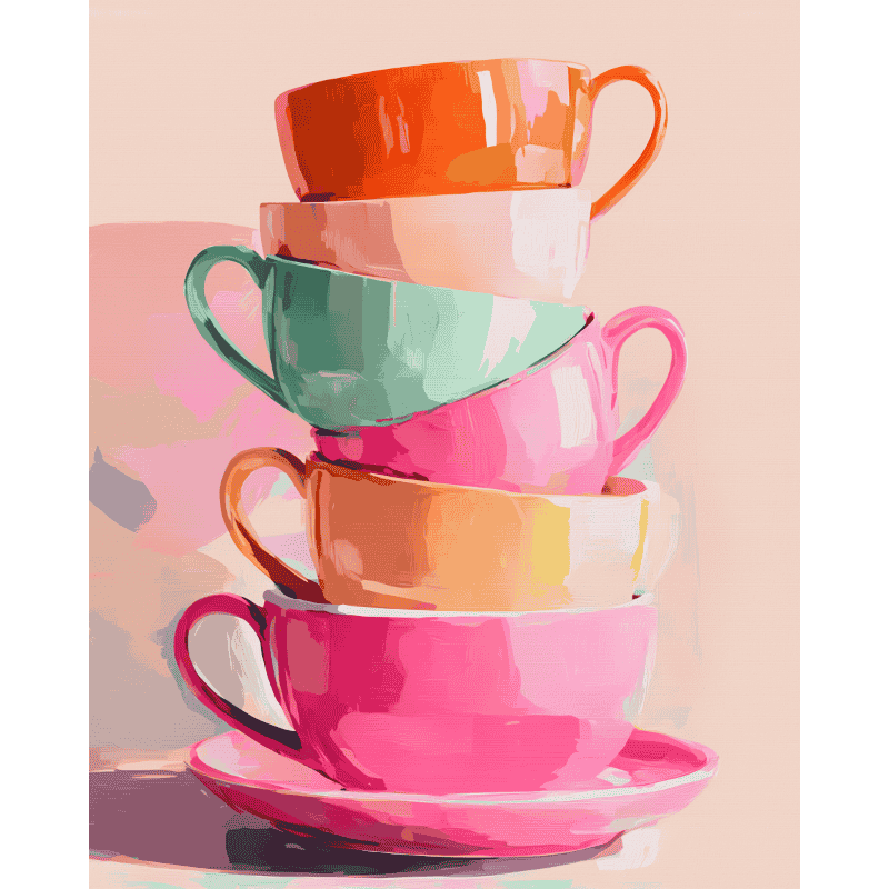 Stacked Teacups | Paint by Numbers