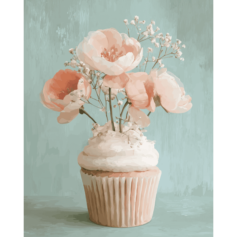 Floral Cupcake | Paint by Numbers
