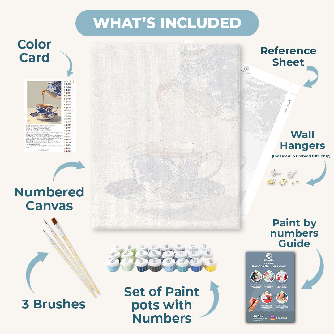 Blue Porcelain Teacup | Paint by Numbers