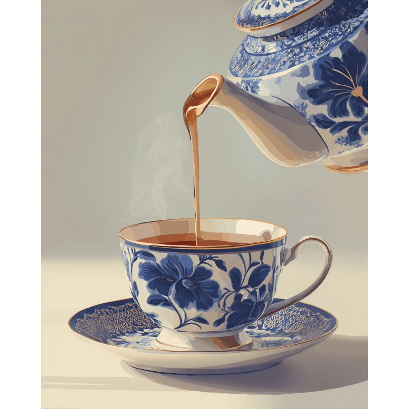 Blue Porcelain Teacup | Paint by Numbers