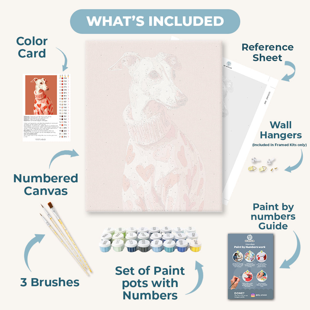Greyhound in Pink | Paint by Numbers