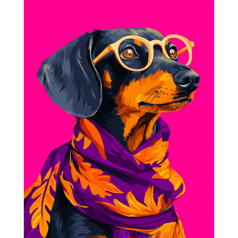 Dachshund with Glasses | Paint by Numbers