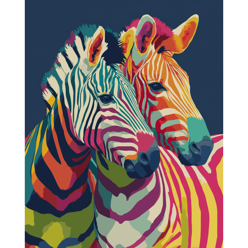Zebras in Color | Paint by Numbers