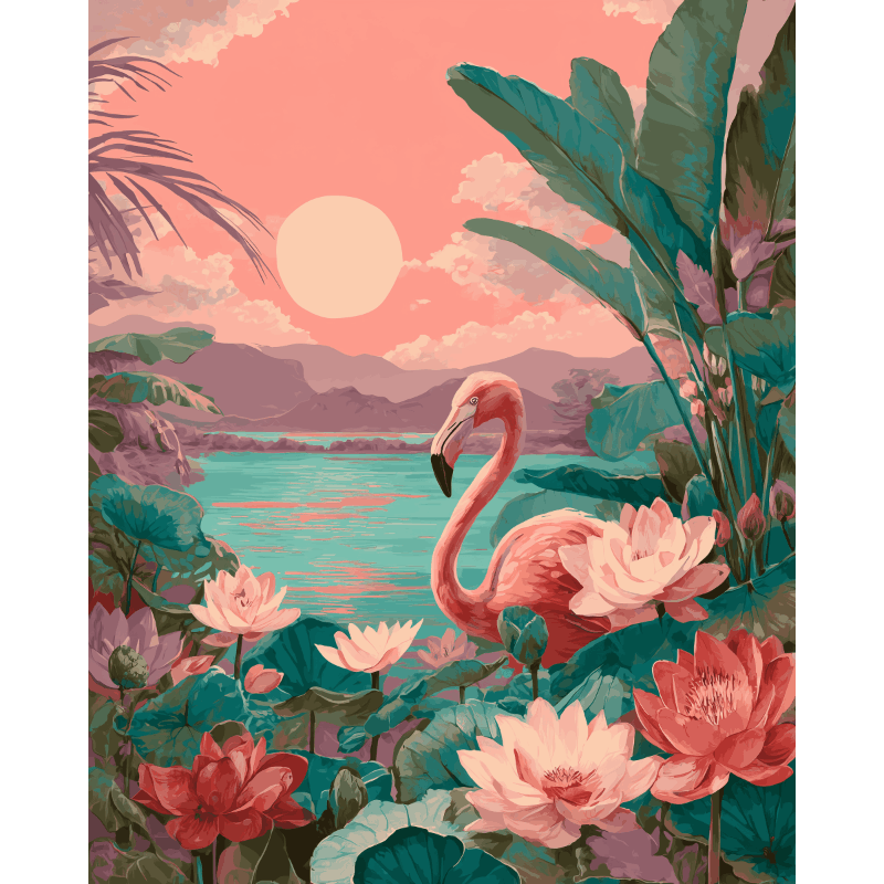 Sunset Flamingo | Paint by Numbers