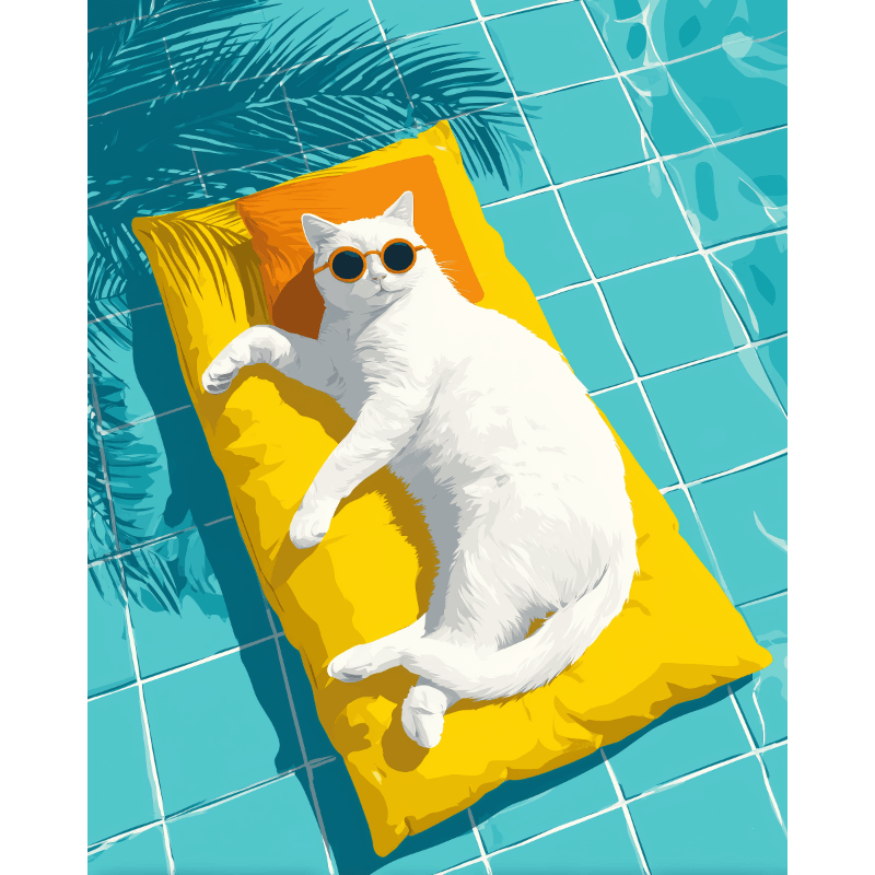 Cat by the Pool | Paint by Numbers