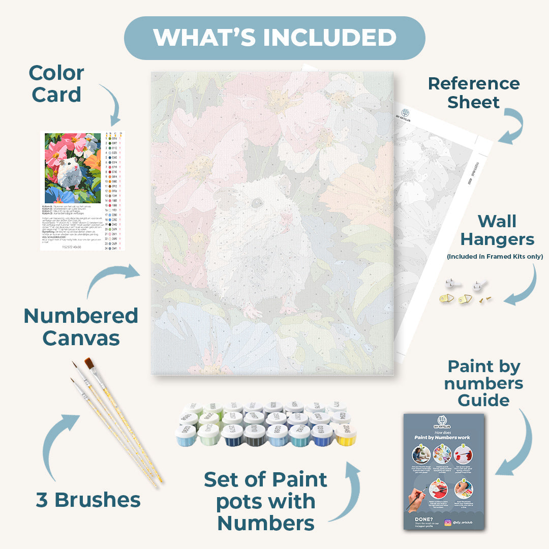 Hamster in the Flower Field | Paint by Numbers