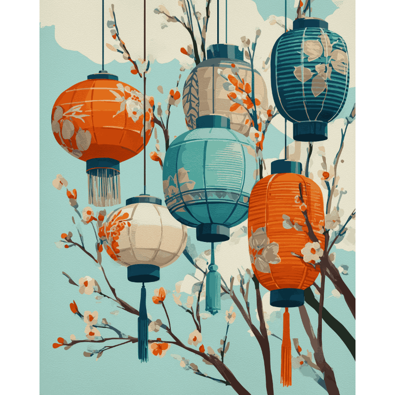 Spring Lanterns | Paint by Numbers