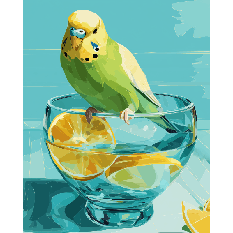 Parakeet and Lemon Set | Paint by Numbers