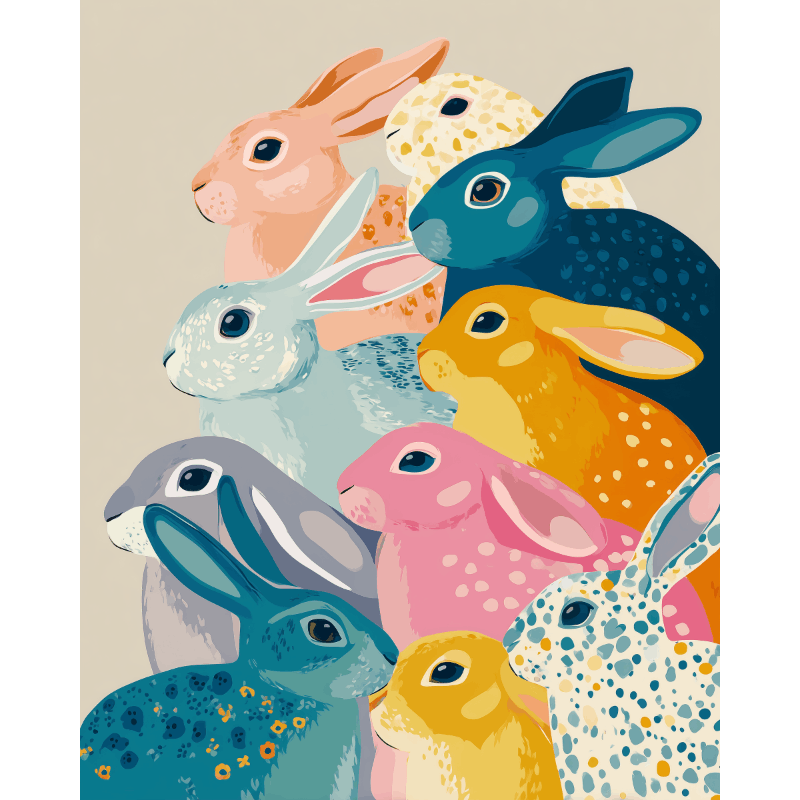 Hiding Rabbits | Paint by Numbers