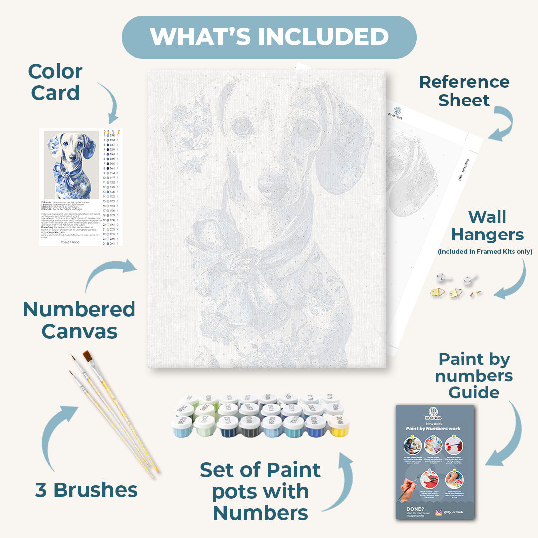 Delft Blue Dachshund | Paint by Numbers