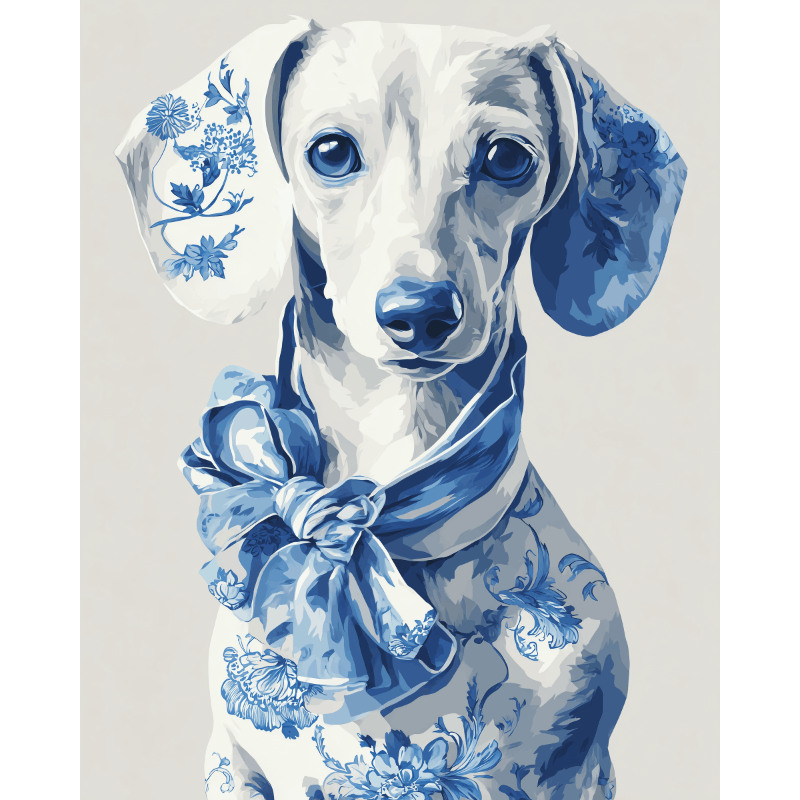 Delft Blue Dachshund | Paint by Numbers