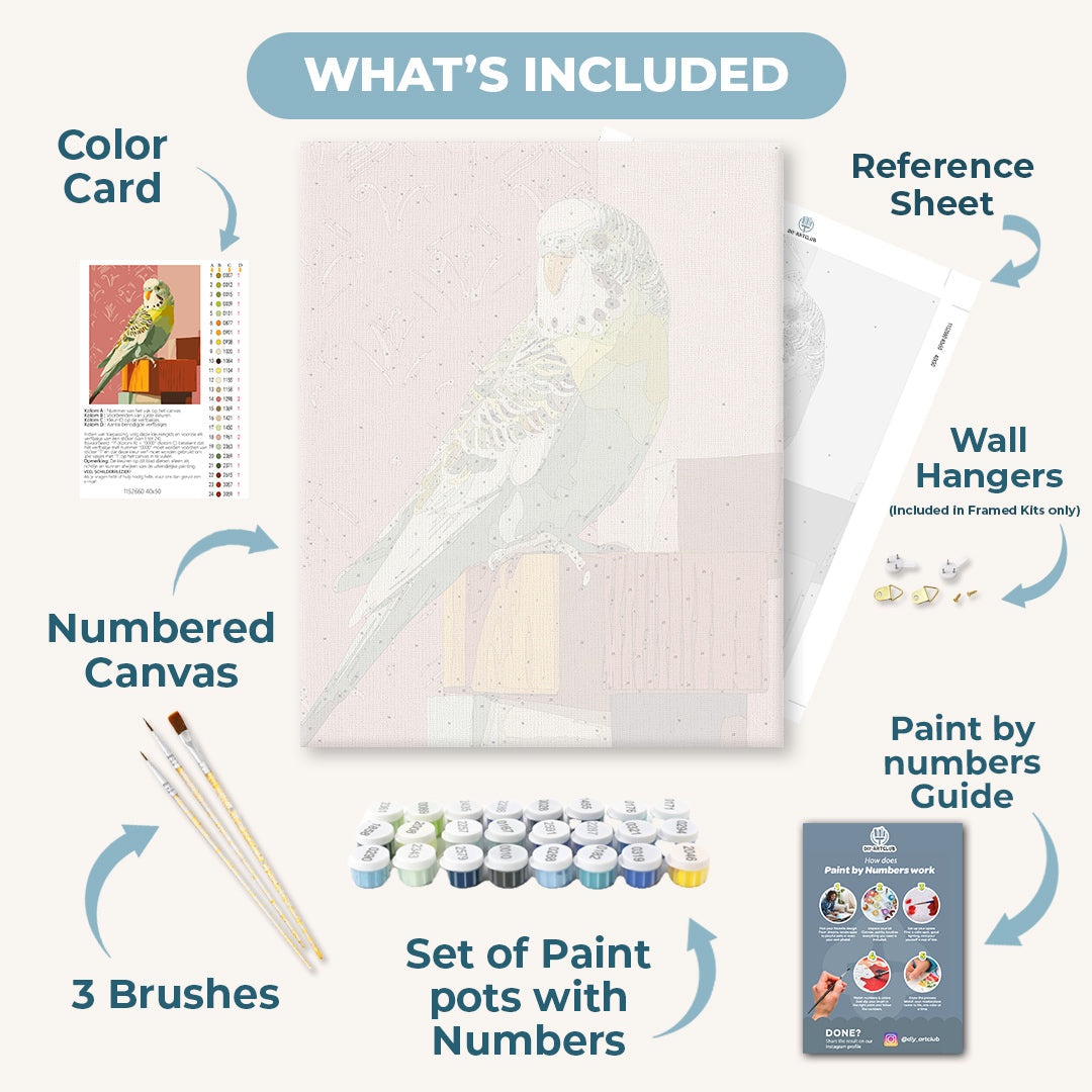 Green Budgie | Paint by Numbers