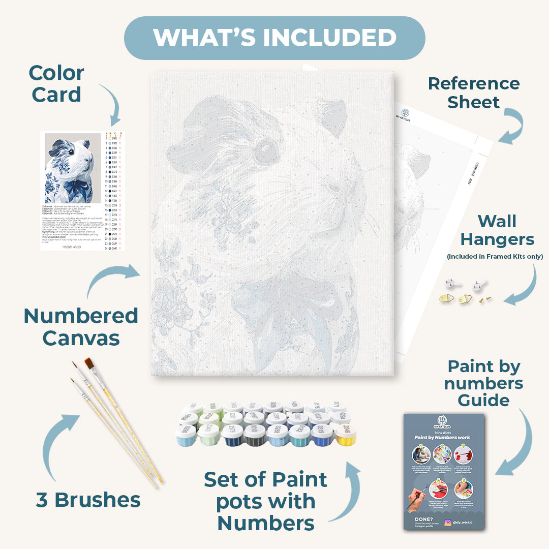 Delft Blue Guinea Pig | Paint by Numbers