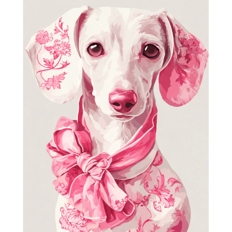 Delft Pink Dachshund | Paint by Numbers