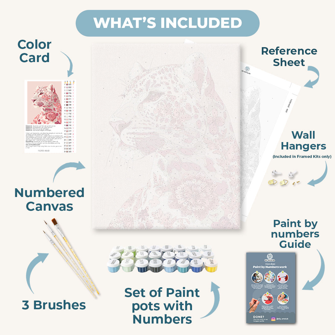 Delft Pink Leopard | Paint by Numbers