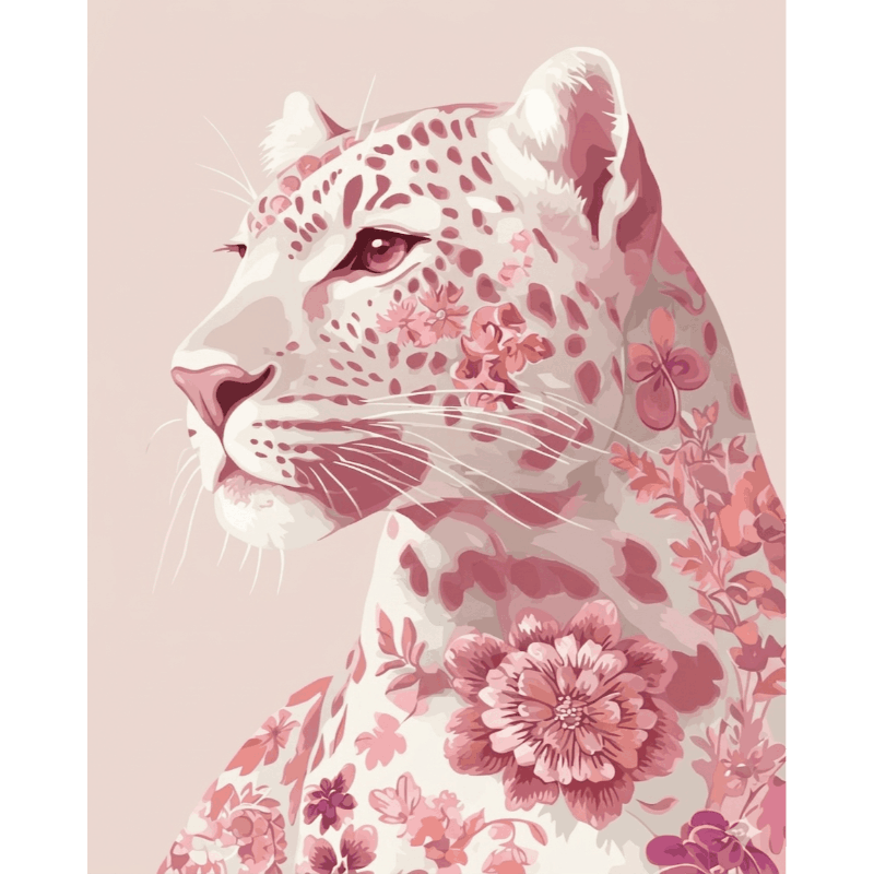 Delft Pink Leopard | Paint by Numbers