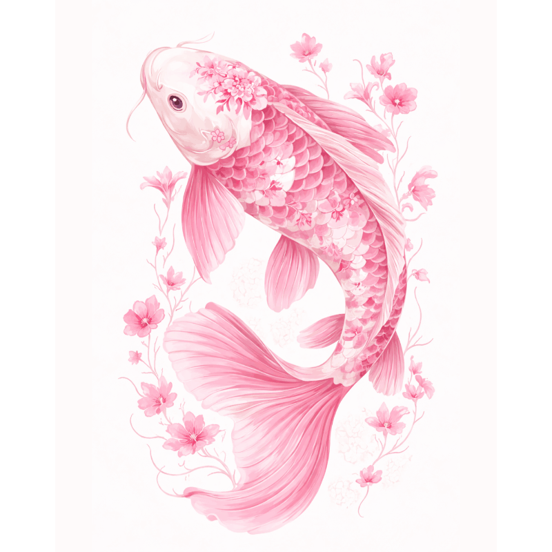 Pink Porcelain Koi | Paint by Numbers