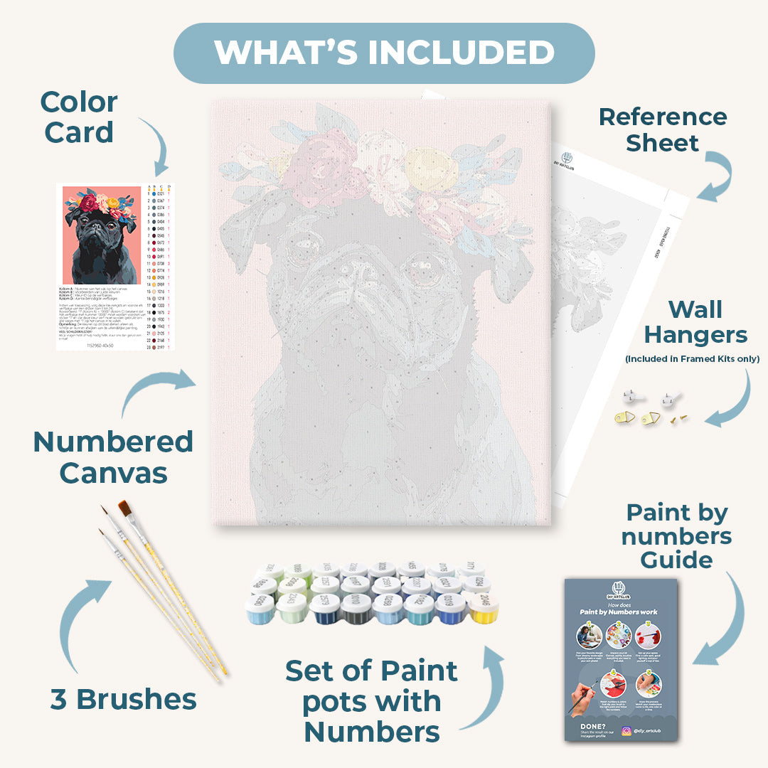 Black Pug Portrait | Paint by Numbers