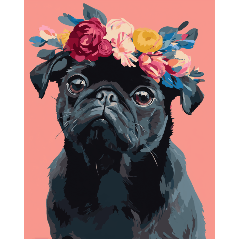 Black Pug Portrait | Paint by Numbers
