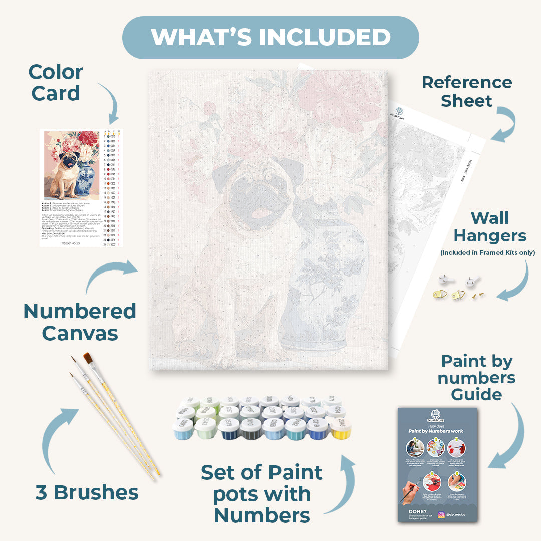 Floral Pug | Paint by Numbers