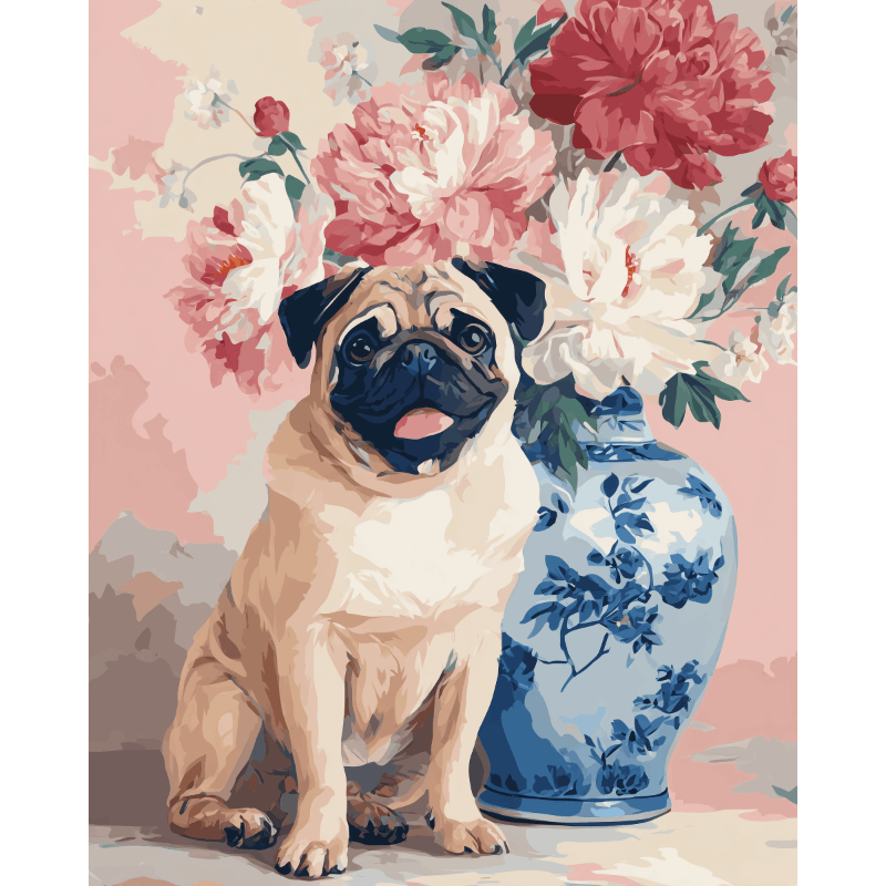 Floral Pug | Paint by Numbers