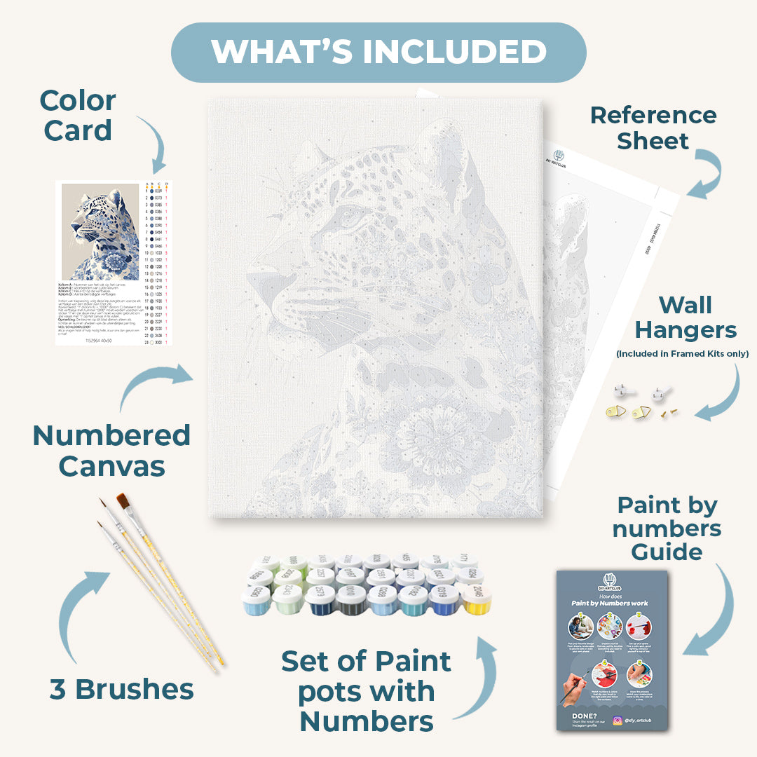 Delft Blue Leopard | Paint by Numbers