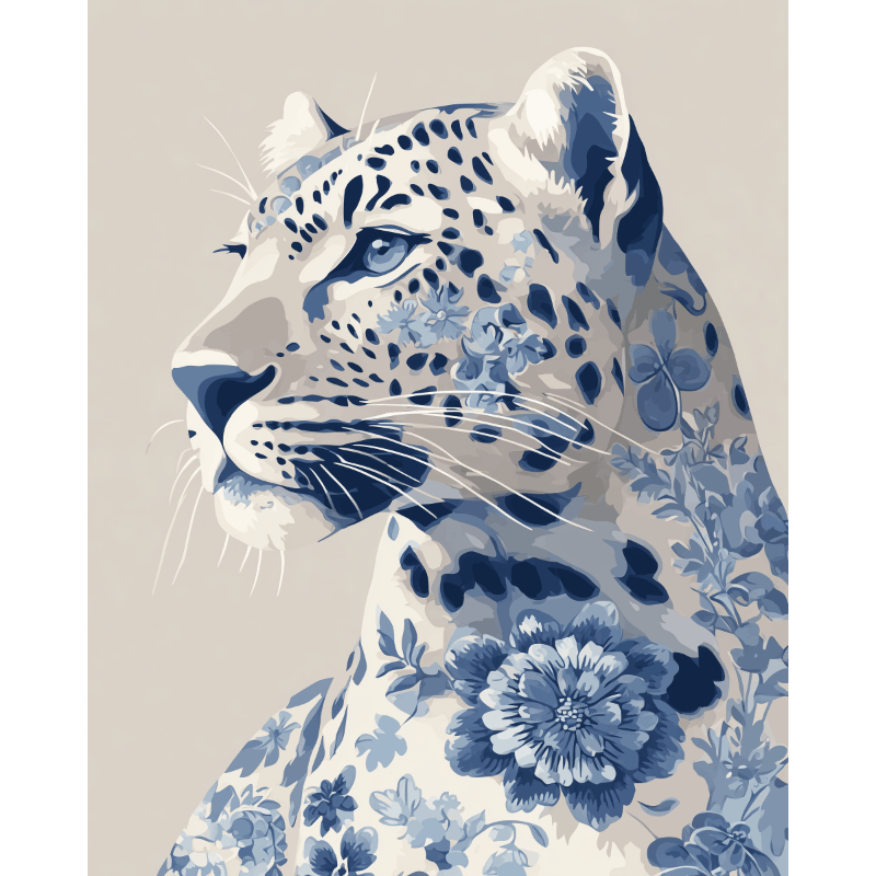 Delft Blue Leopard | Paint by Numbers