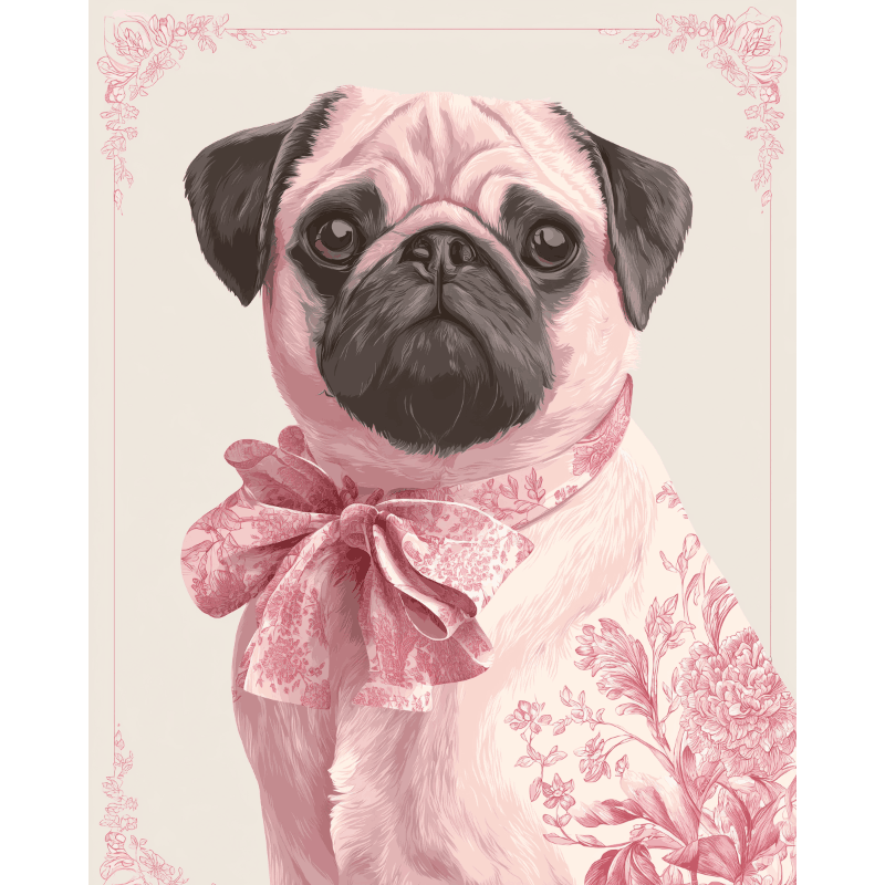 Delft Pink Pug | Paint by Numbers