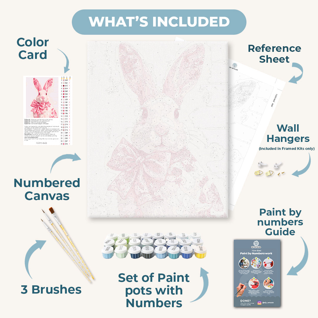 Delft Pink Bunny | Paint by Numbers