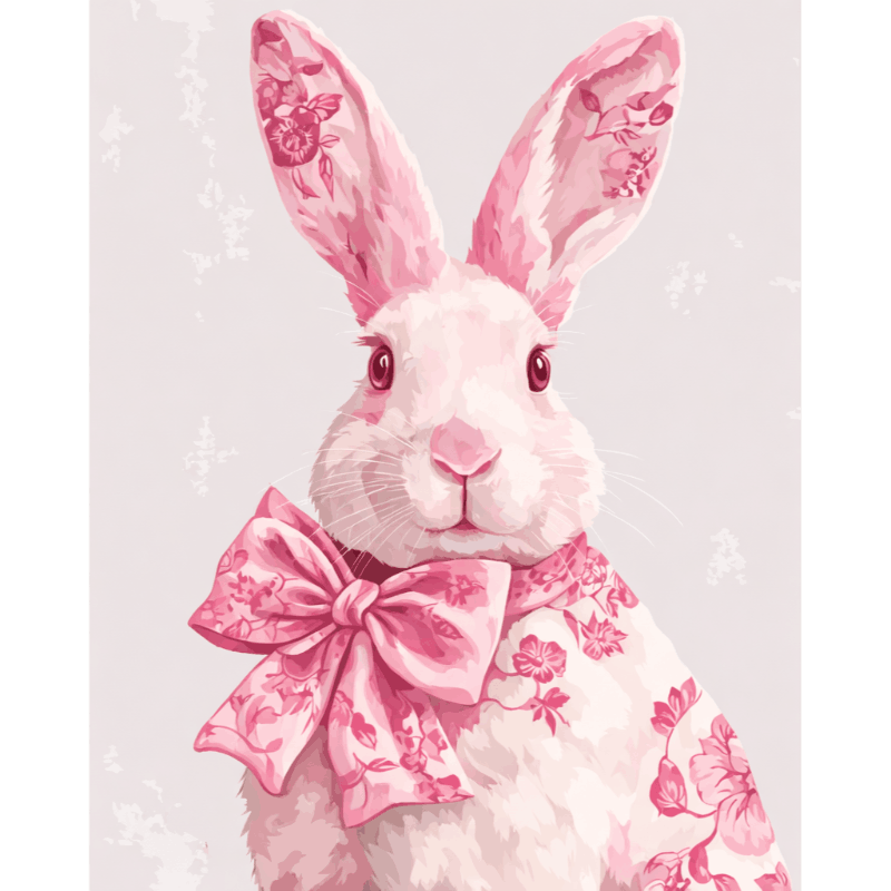 Delft Pink Bunny | Paint by Numbers