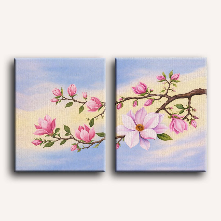 2 Mini Paintings | Magnolia Blossoms Set