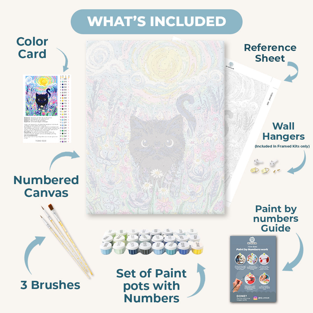 Van Cat Flower Meadow | Paint by Numbers