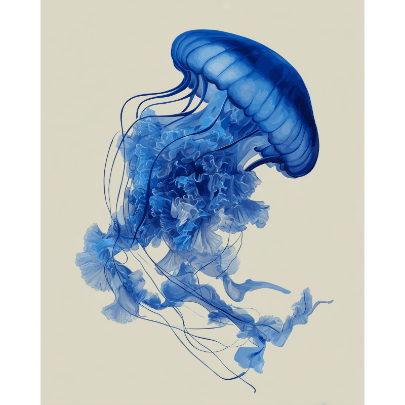 Blue Jelly Fish | Paint by Numbers
