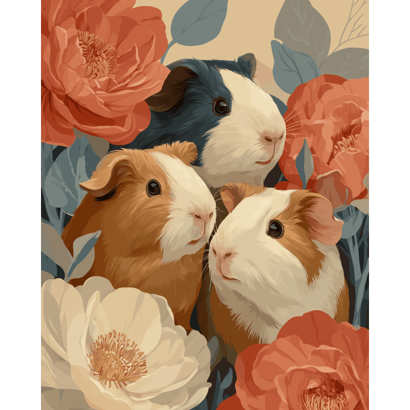 Guinea Blooms | Paint by Numbers