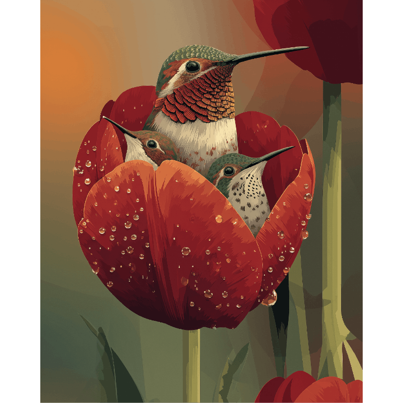 Hummingbird Family | Paint by Numbers