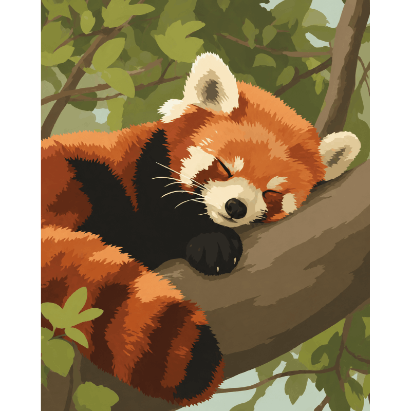 Sleepy Red Panda | Paint by Numbers