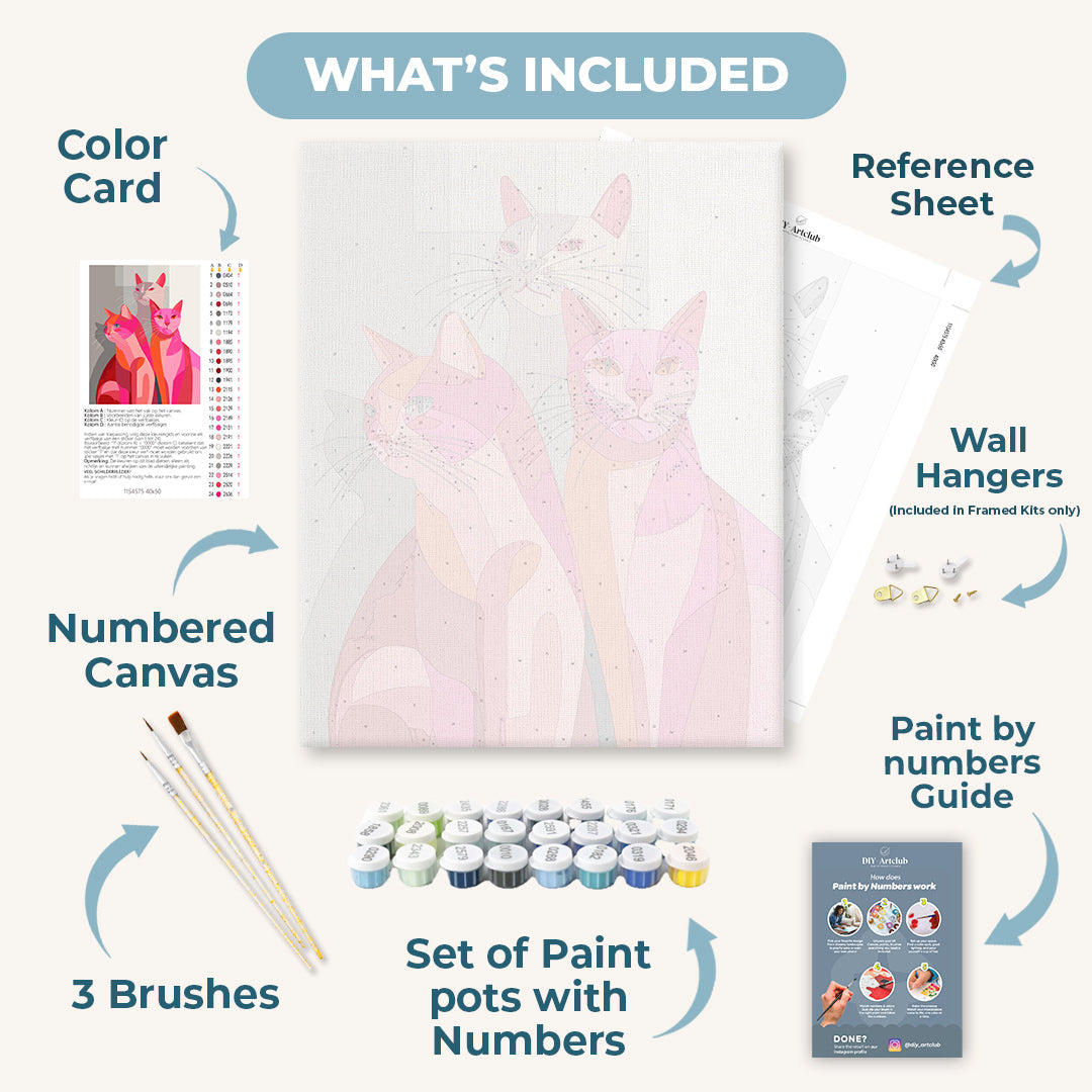 Pink Cats | Paint by Numbers