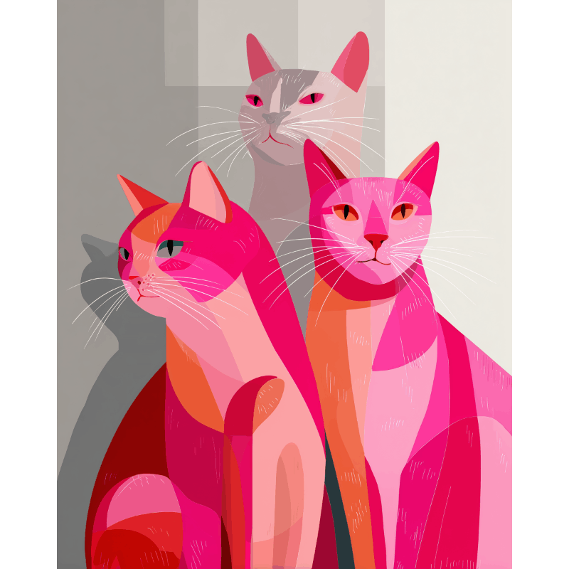 Pink Cats | Paint by Numbers