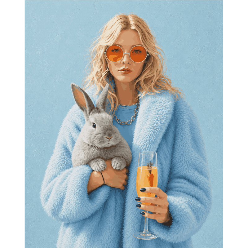 2 Mini Paintings | Carrot Drink and Bunny Set