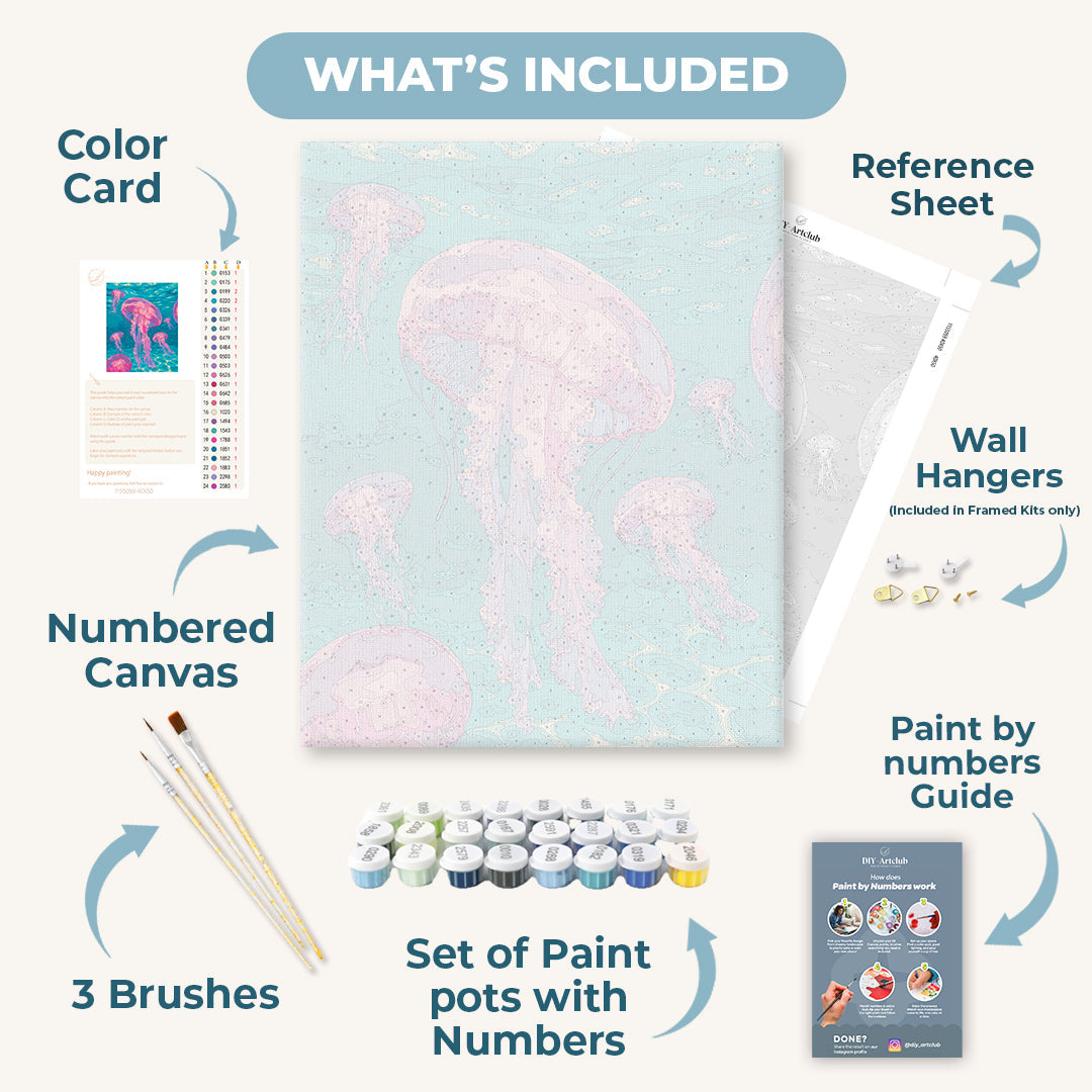 Pink Jelly Fishes | Paint by Numbers