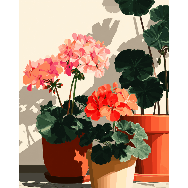Sunlit Geraniums | Paint by Numbers
