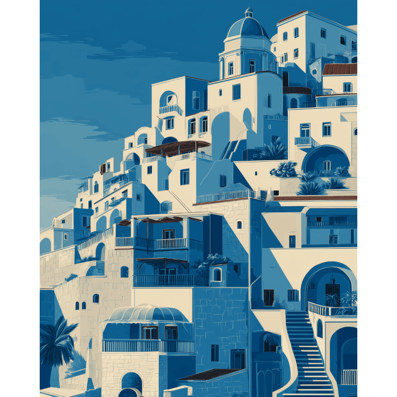 Blue Positano | Paint by Numbers