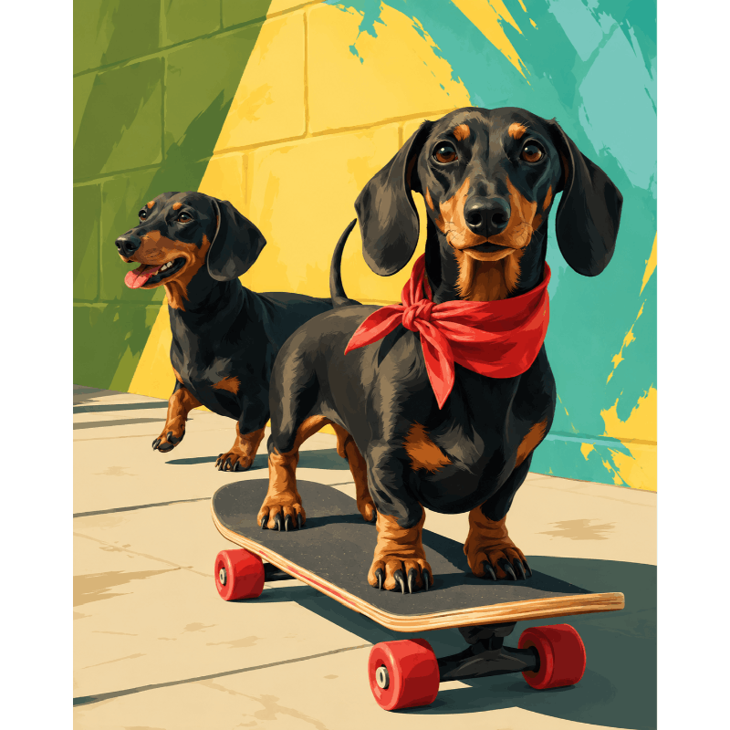 Skater Dachshund | Paint by Numbers