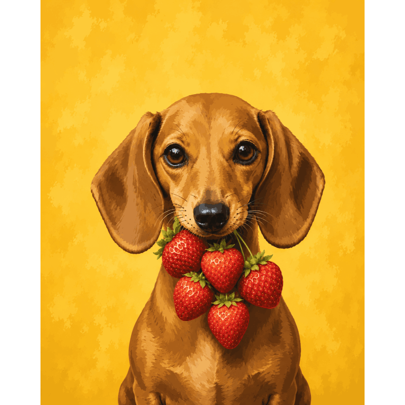 Strawberry Dachshund | Paint by Numbers