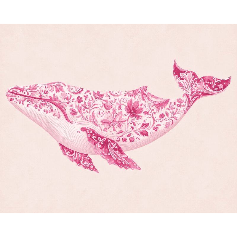 Delft Pink Whale | Paint by Numbers