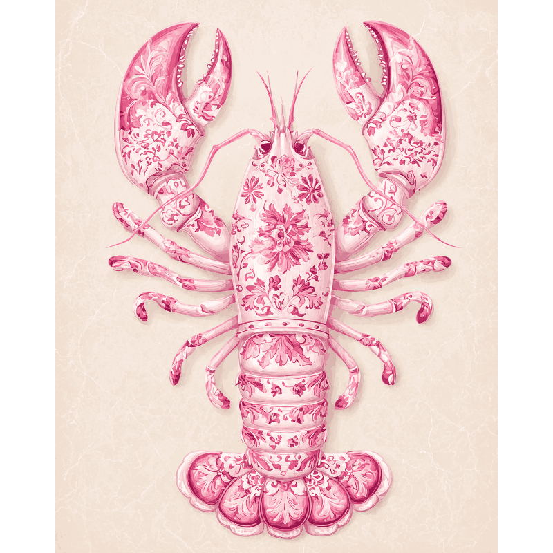 Delft Pink Lobster | Paint by Numbers