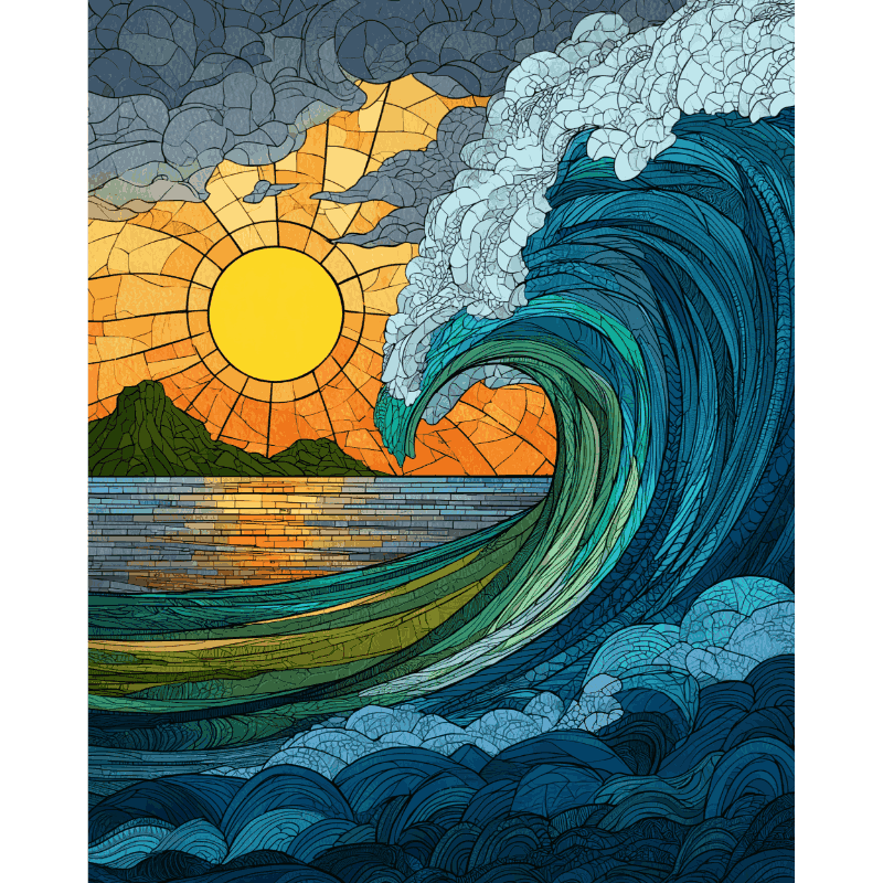 Stained Glass Waves | Paint by Numbers