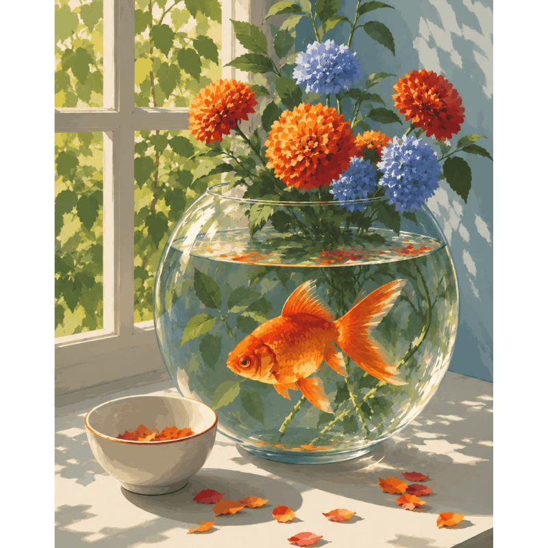 Golden Hour Goldfish | Paint by Numbers