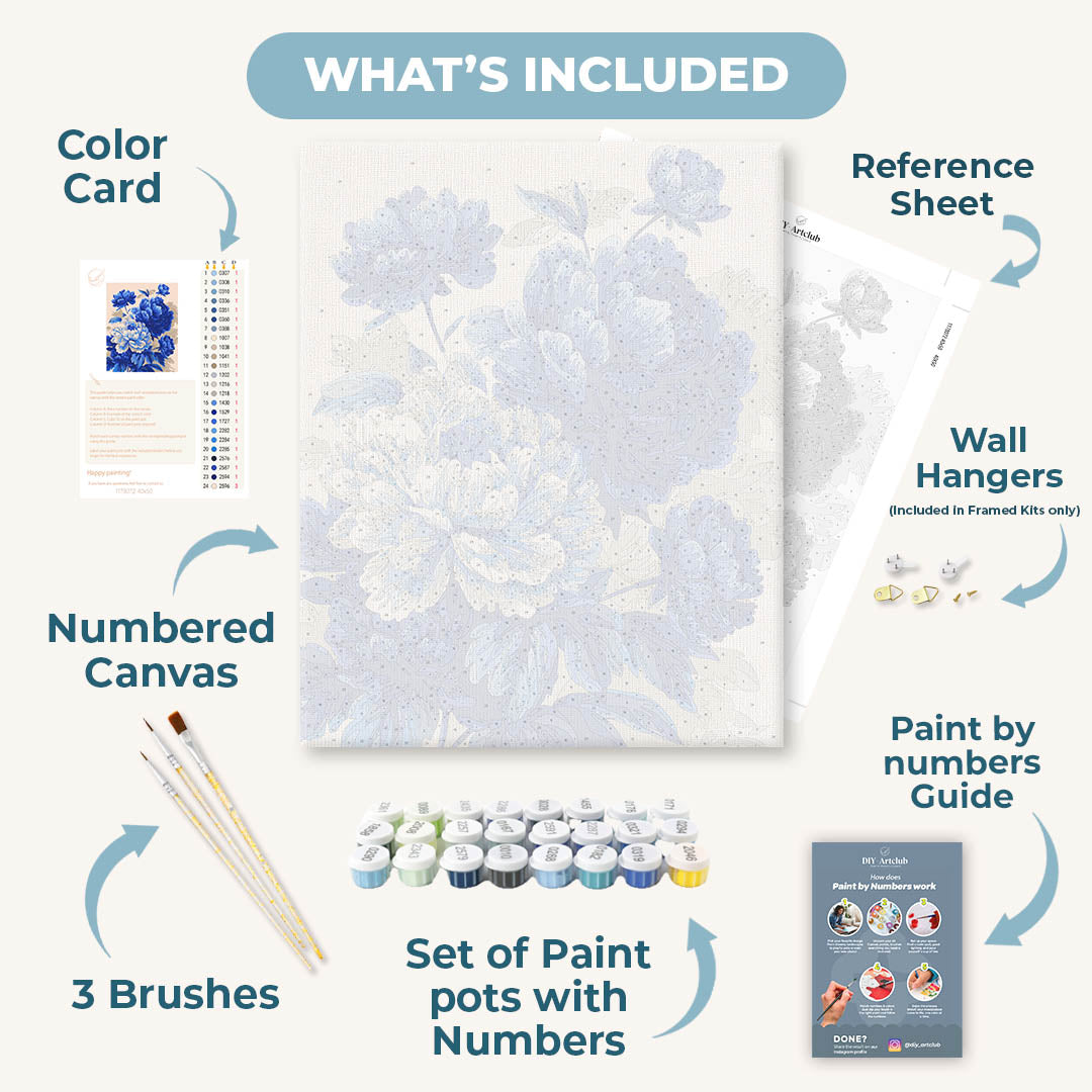 Blue Peonies | Paint by Numbers